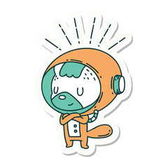 sticker of tattoo style animal in astronaut suit