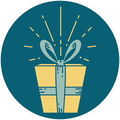 icon of tattoo style christmas present