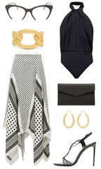 A clothing collage. The collage consists of fashionable clothes in prepared look and was made...
