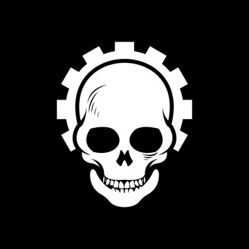 scary masculine skull with gear vector illustration design