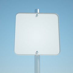 Square road sign template. Signboard mockup isolated on sky background. 3d render