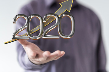 business year 2020 up goals and  success illustration