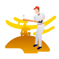 Vector illustration of two baseball player in action. Sport concept