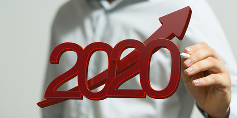 business year 2020 up goals and  success illustration
