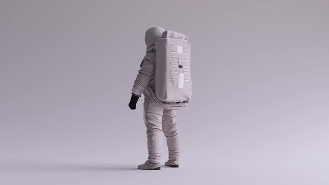 Astronaut with Gold Visor and White Spacesuit With Light Grey Background with Neutral Diffused Side Lighting 360 Turnaround 3d Animation 3d illustration 3d render