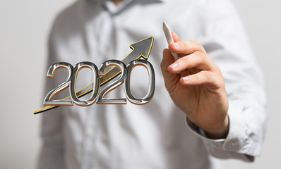 business year 2020 up goals and  success illustration