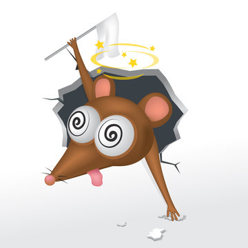 brown mouse waving white flag clip art preview