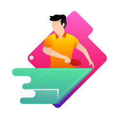 Vector illustration of table tennis player in action. Sport concept