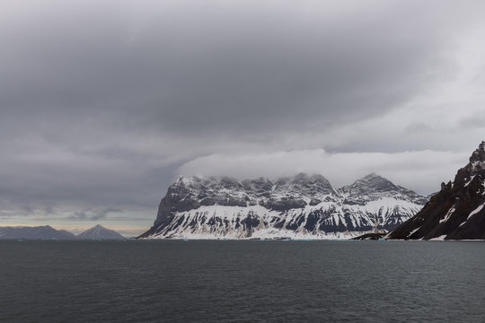Arctic landscape with mountains in Svalbard, Norway