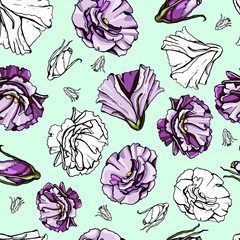 Background of flowers. Seamless pattern. Vector graphics.