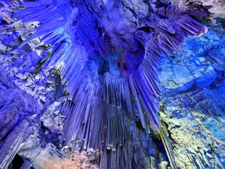 GIBRALTAR, UK - OCTOBER 21, 2019: casual view inside St. Michael's cave in Gibraltar rock