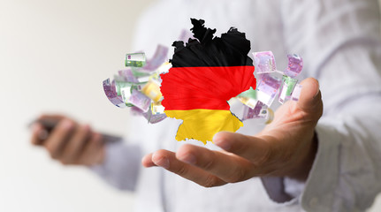 Abstract of germany map network, internet and global connection concept, Wire Frame 3D