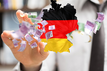 Abstract of germany map network, internet and global connection concept, Wire Frame 3D