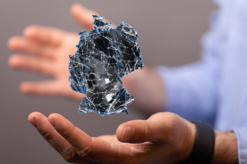 Abstract of germany map network, internet and global connection concept, Wire Frame 3D