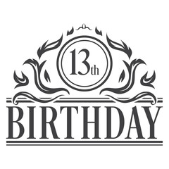 13th Birthday celebration vintage vector