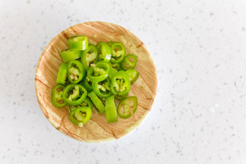 Chopped green pepper on a plate