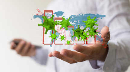 Financial stock graph has down from virus corona outbreak..