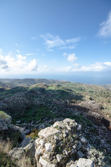 Fototapeta na wymiar panoramic photography with sea background of the Zingaro reserve in Sicily Italy