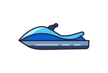 Blue flat jet ski icon isolated on white background.  Vector illustration for web design.