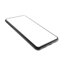 Realistic mock-up smart phone with blank screen 3D rendering isolated on white background . clipping path