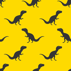 Cartoon Dino Silhouette Icon. Pattern Background Wallpaper