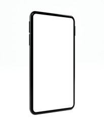 Realistic mock-up smart phone empty screen 3D rendering isolated on white background 