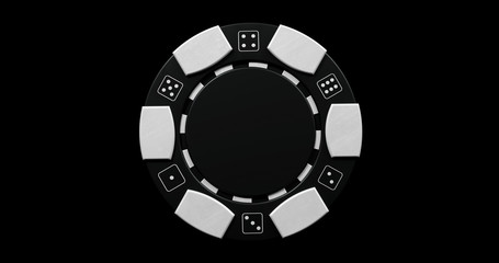 Black And White Casino Chips Isolated On The Black Background. Place For Logo Or Text - 3D Illustration	
