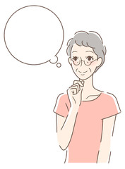 笑顔で想像する女性