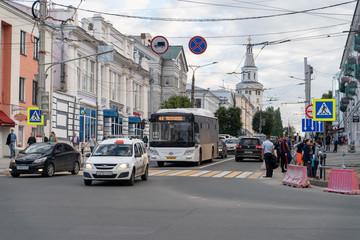 Cheboksary/Russia-09.08.2019:The view of Karl Marx street