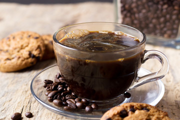 A cup of coffee on a table