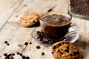 A cup of coffee on a table