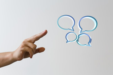 Empty speech bubble hands feedback communication..