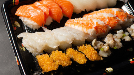 Japanese assorted sushi set from supermarket 
