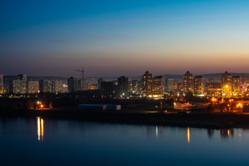 Fototapeta na wymiar view of the night city of Novokuznetsk 