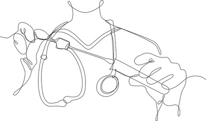 medico preleva un tampone, disegno stile linea singola continua