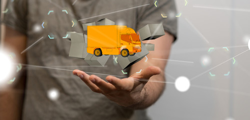 Transport Cardboard boxes, logistics and delivery concept digital  3d.