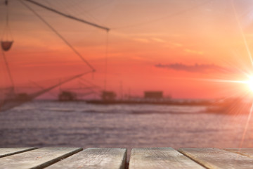 Empty wooden base suitable for mockup. Nature theme.