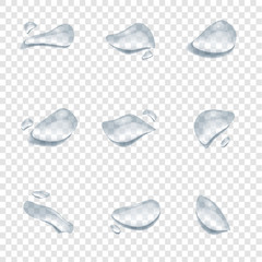realistic water drop vectors isolated on transparency background, clear drop splash and rainy crystal illustration ep28