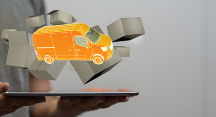 Transport Cardboard boxes, logistics and delivery concept digital  3d.