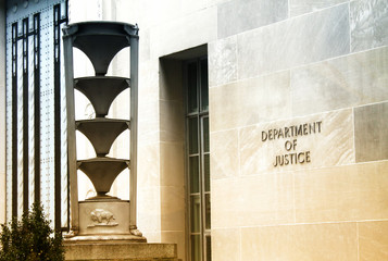 WASHINGTON, DC : the Department of Justice (DOJ) in Washington, DC The DOJ is led by the Attorney...