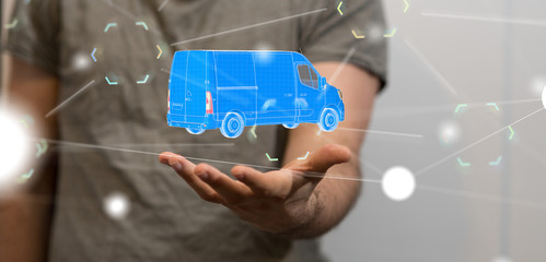 Transport Cardboard boxes, logistics and delivery concept digital  3d.