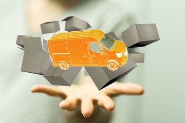 Transport Cardboard boxes, logistics and delivery concept digital  3d.