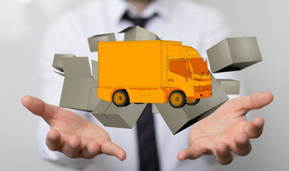 Transport Cardboard boxes, logistics and delivery concept digital  3d.