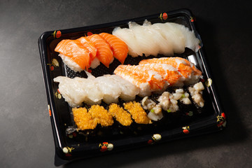 Japanese assorted sushi set from supermarket 