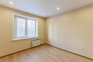 Russia, Moscow- December 15, 2019: interior bright empty room without furniture