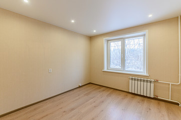 Russia, Moscow- December 15, 2019: interior bright empty room without furniture