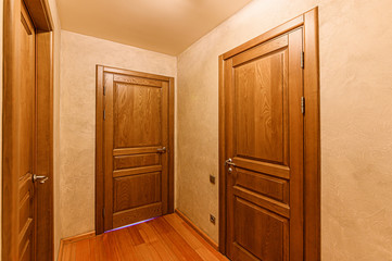 Russia, Moscow- December 15, 2019: interior room apartment modern bright cozy atmosphere. general cleaning, home decoration, preparation of house for sale. room doors, repair corridor
