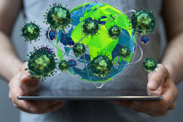 Virus abstract background. protection Genetics Bacteriological Microorganism..