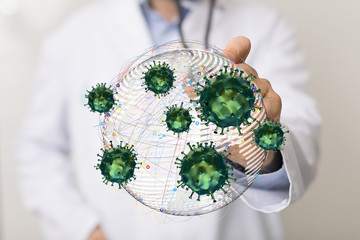 Virus abstract background. protection Genetics Bacteriological Microorganism..