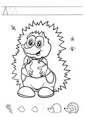 Grafomotorika Ježek omalovánka pracovní list